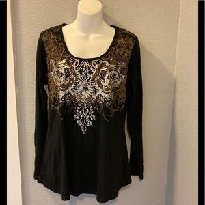 RXB long sleeve blingy top size large NWT